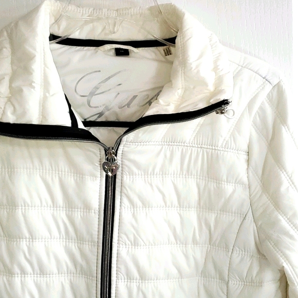 GUESS White Puffer Jacket M NWOT - Picture 2 of 16